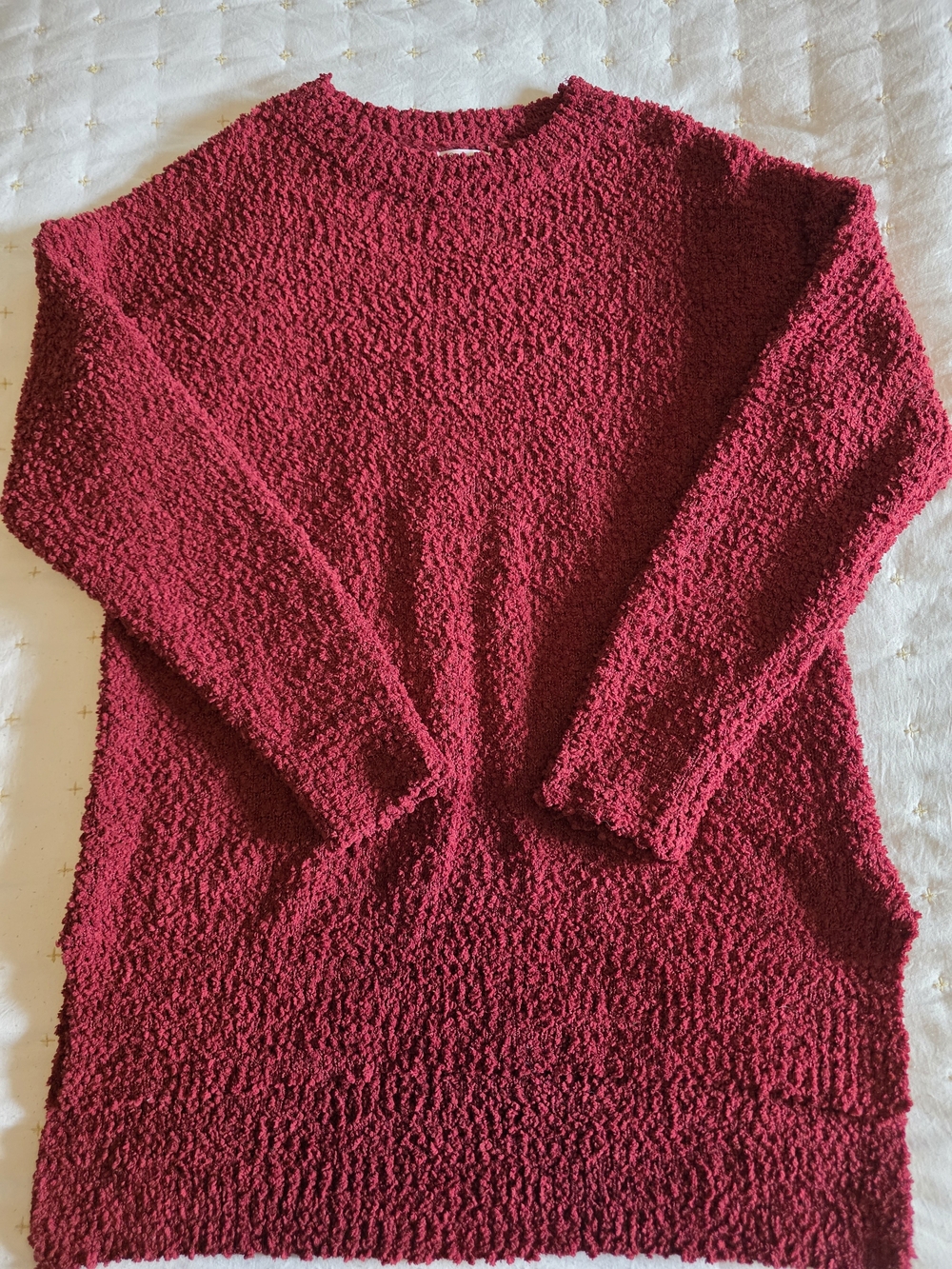 Cozy Women's Red Bouclé Crewneck Sweater